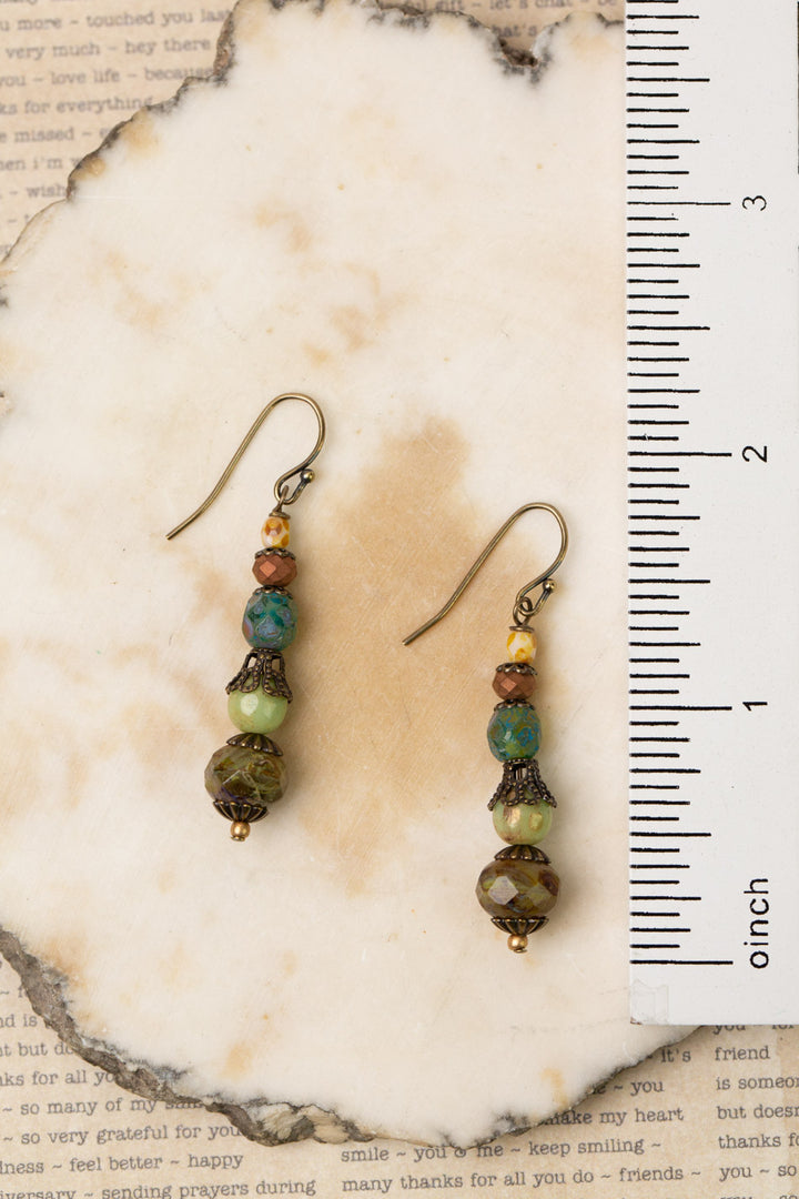 Rustic Creek Czech Glass Stacked Simple Earrings