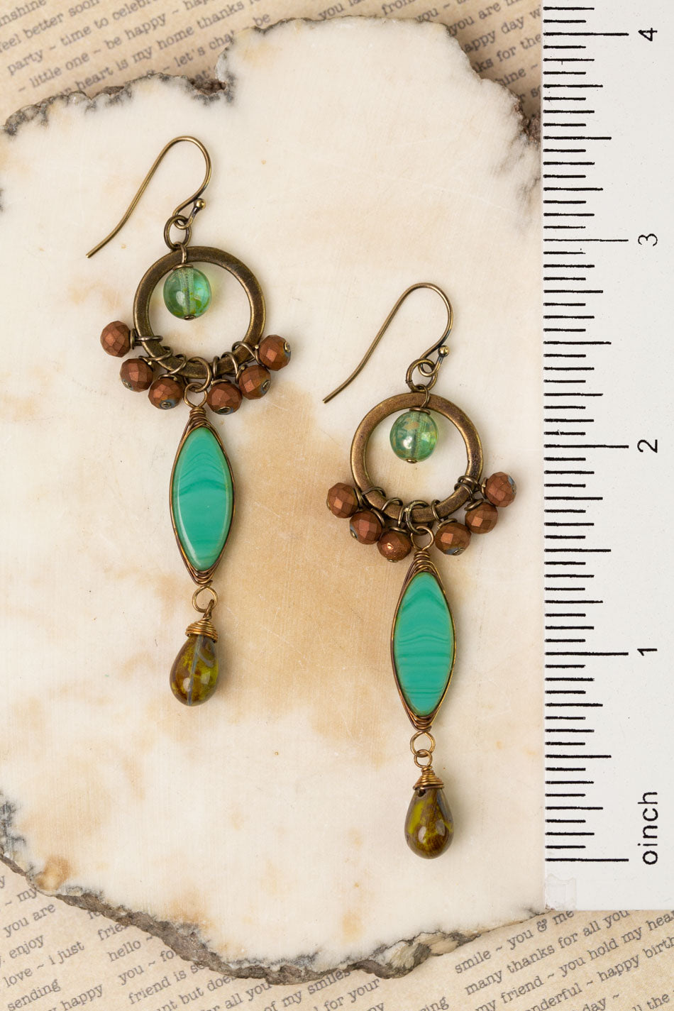 Rustic Creek Czech Glass With Crystal Dangles Herringbone Earrings