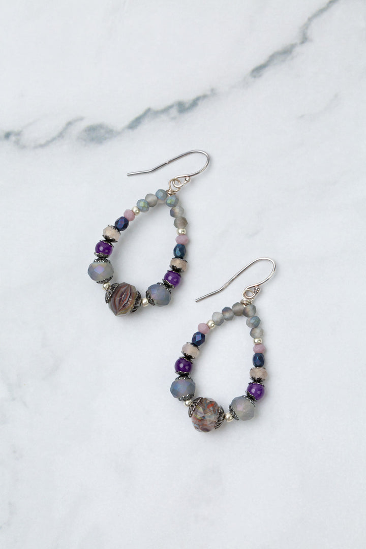 Reflections Crystal, Amethyst, Czech Glass Hoop Earrings