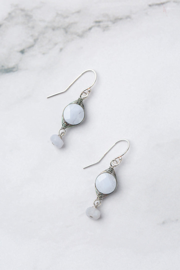 Reflections Blue Lace Agate Herringbone Earrings