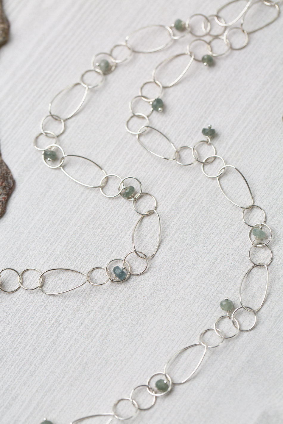 Resilience 25-27" Green Moss Aquamarine Simple Necklace