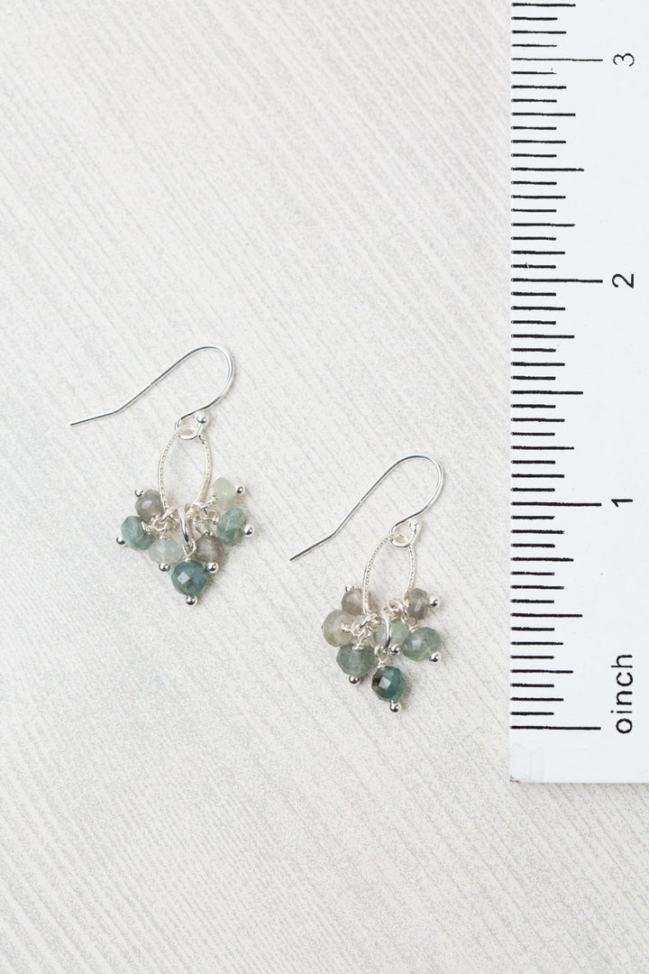 Resilience Prehnite, Sapphire With Labradorite Cluster Earrings