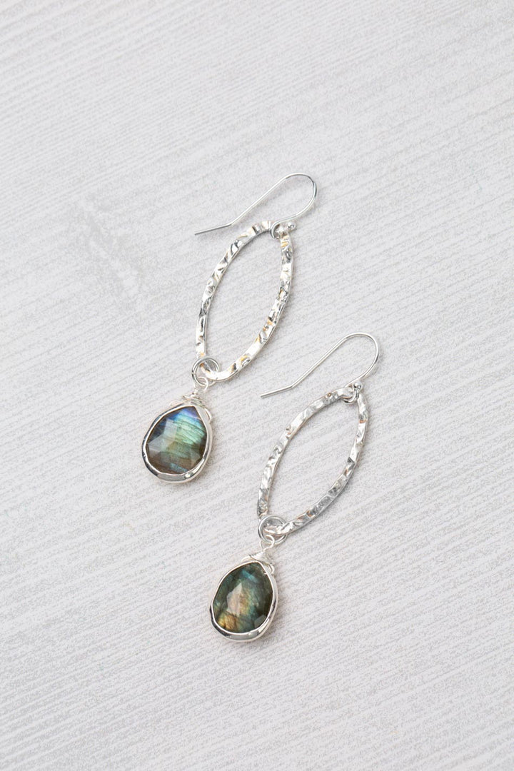 Resilience Faceted Labradorite Teardrop Bezel Statement Earrings