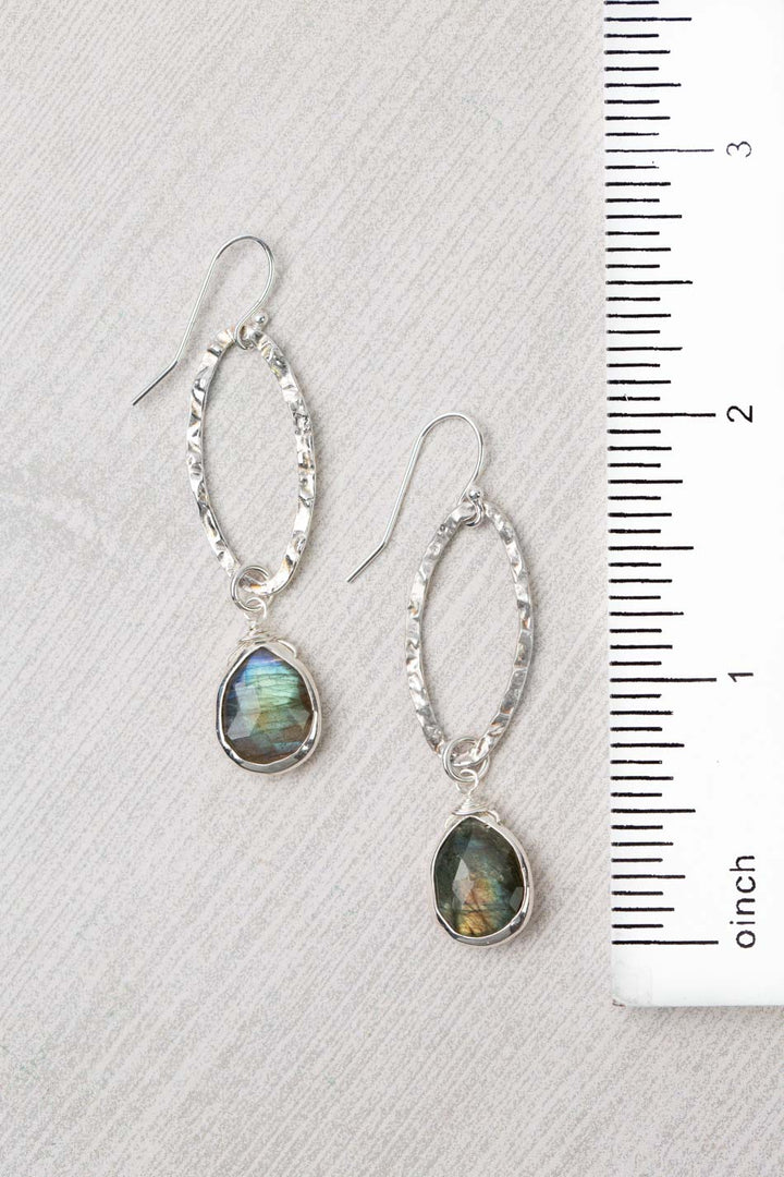 Resilience Faceted Labradorite Teardrop Bezel Statement Earrings