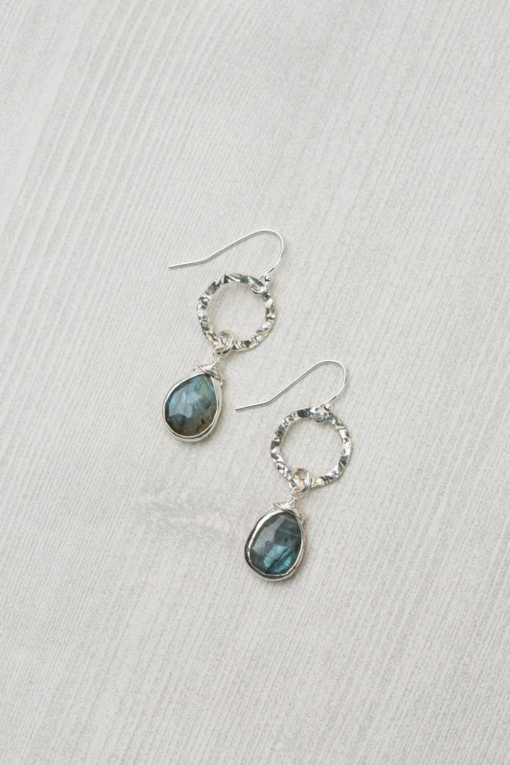 Resilience Faceted Labradorite Teardrop Bezel Statement Earrings