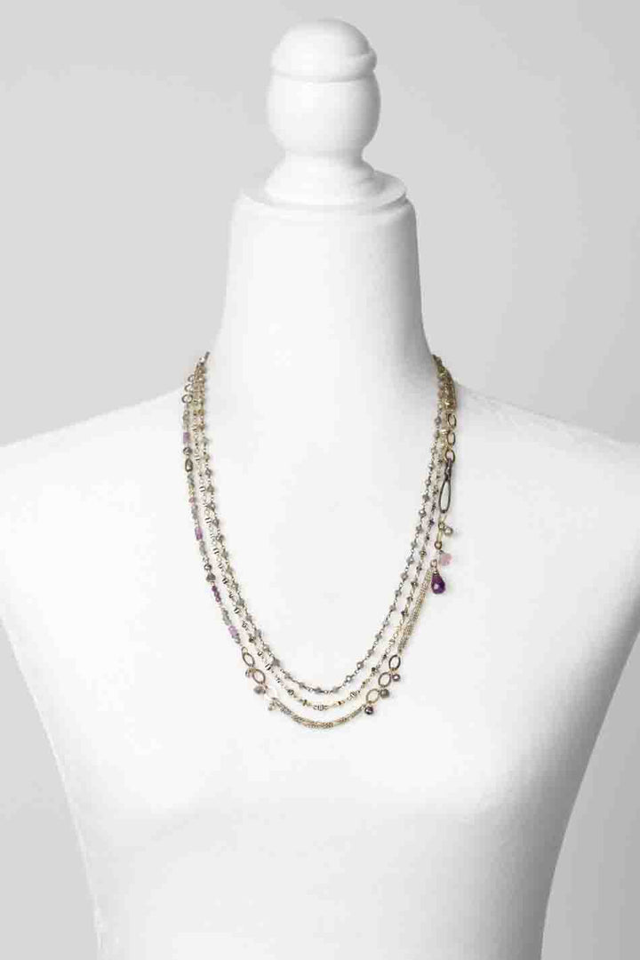Reflections 24-26" Freshwater Pearl, Labradorite, Gemstone Chain, Crystal Multistrand Necklace