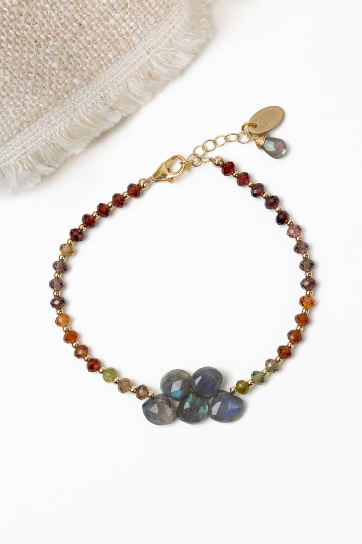 Sapphire 7.5-8.5" Faceted Sapphire With Faceted Labradorite Statement Bracelet