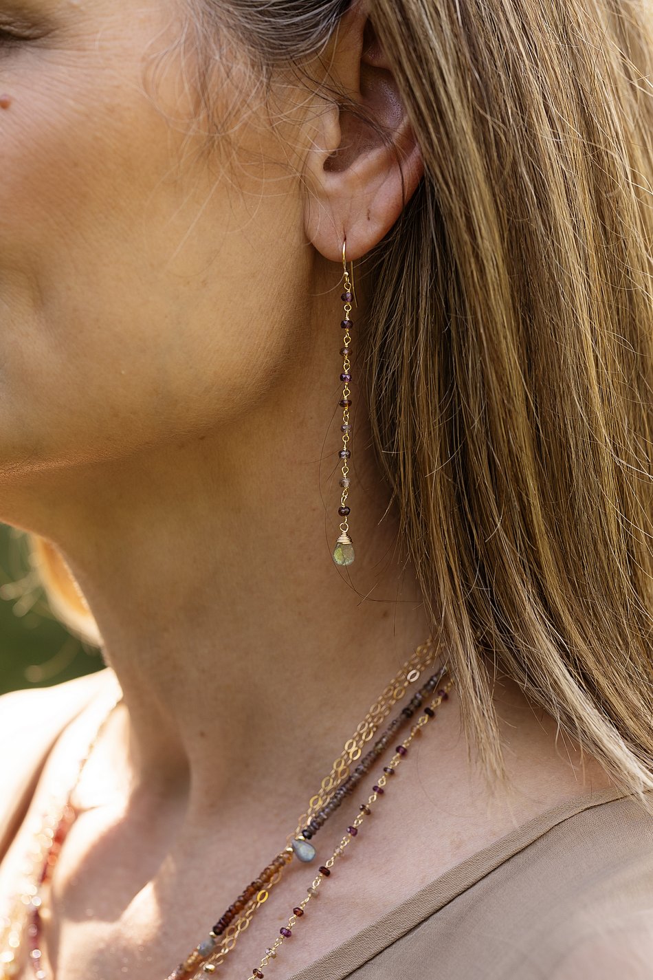 Sapphire Faceted Sapphire With Labradorite Pear Shaped Briolette Simple Earrings