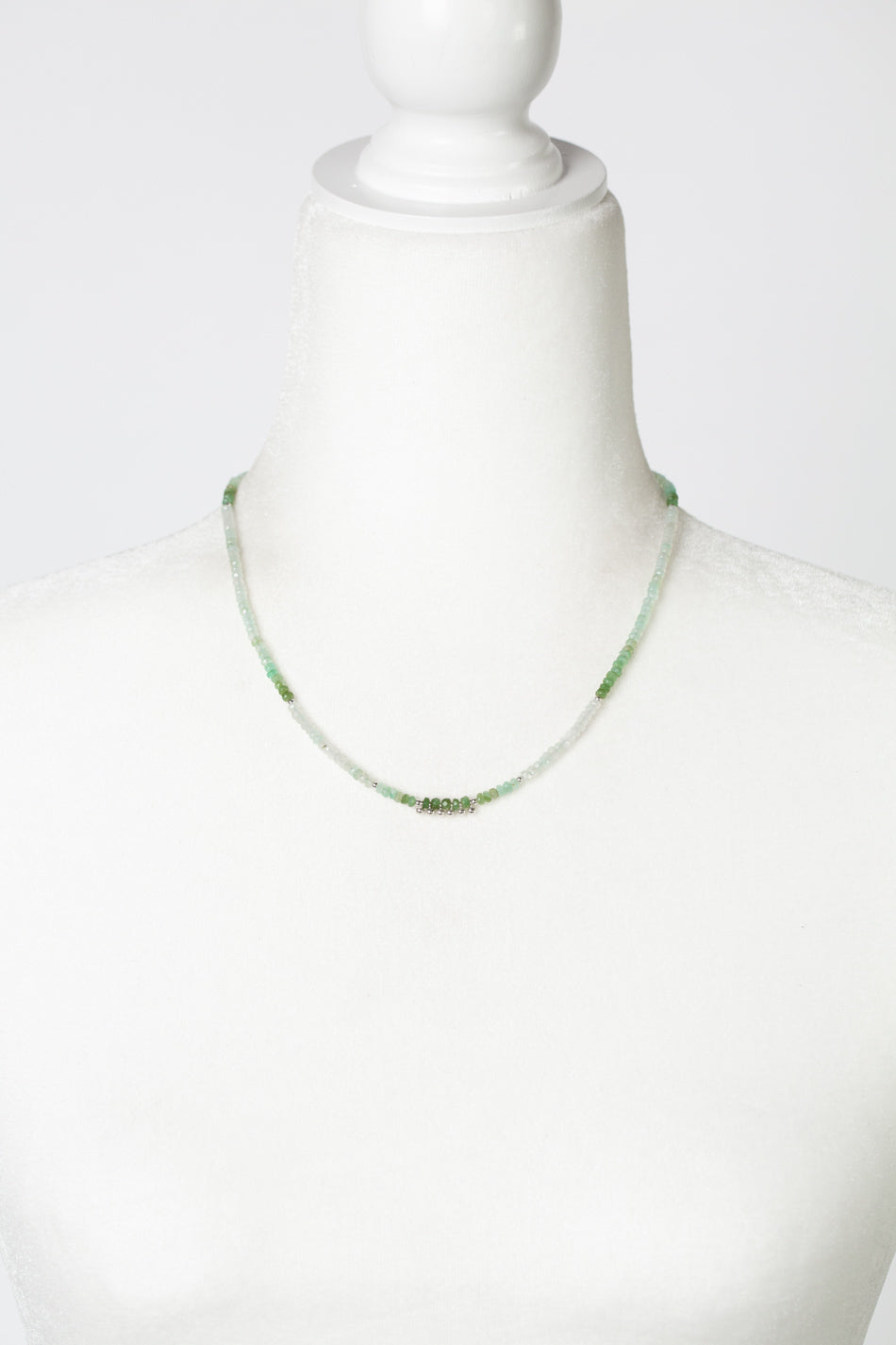 Spring Frost 17-19" Faceted Green Opal Simple Necklace