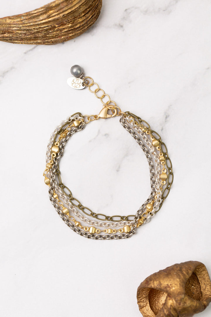 Silver & Gold 7-8" Multistrand Bracelet