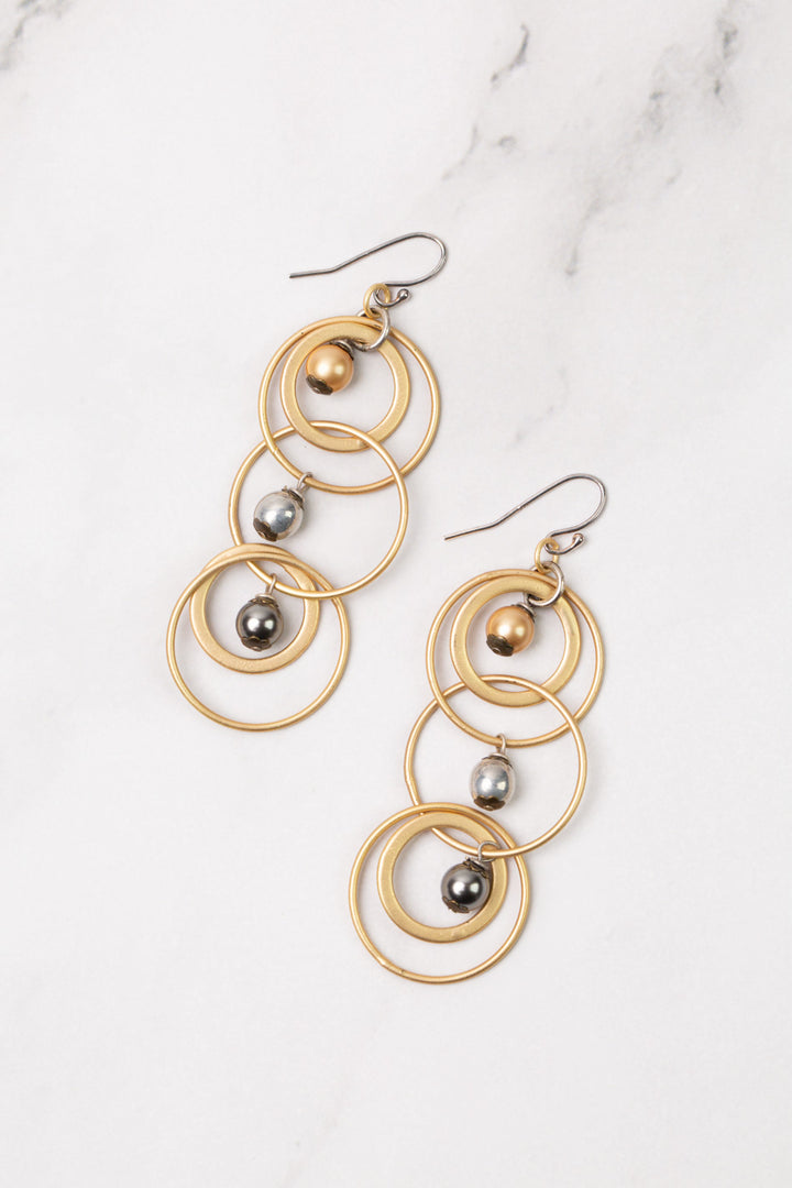 Silver & Gold Pearl Statement Earrings