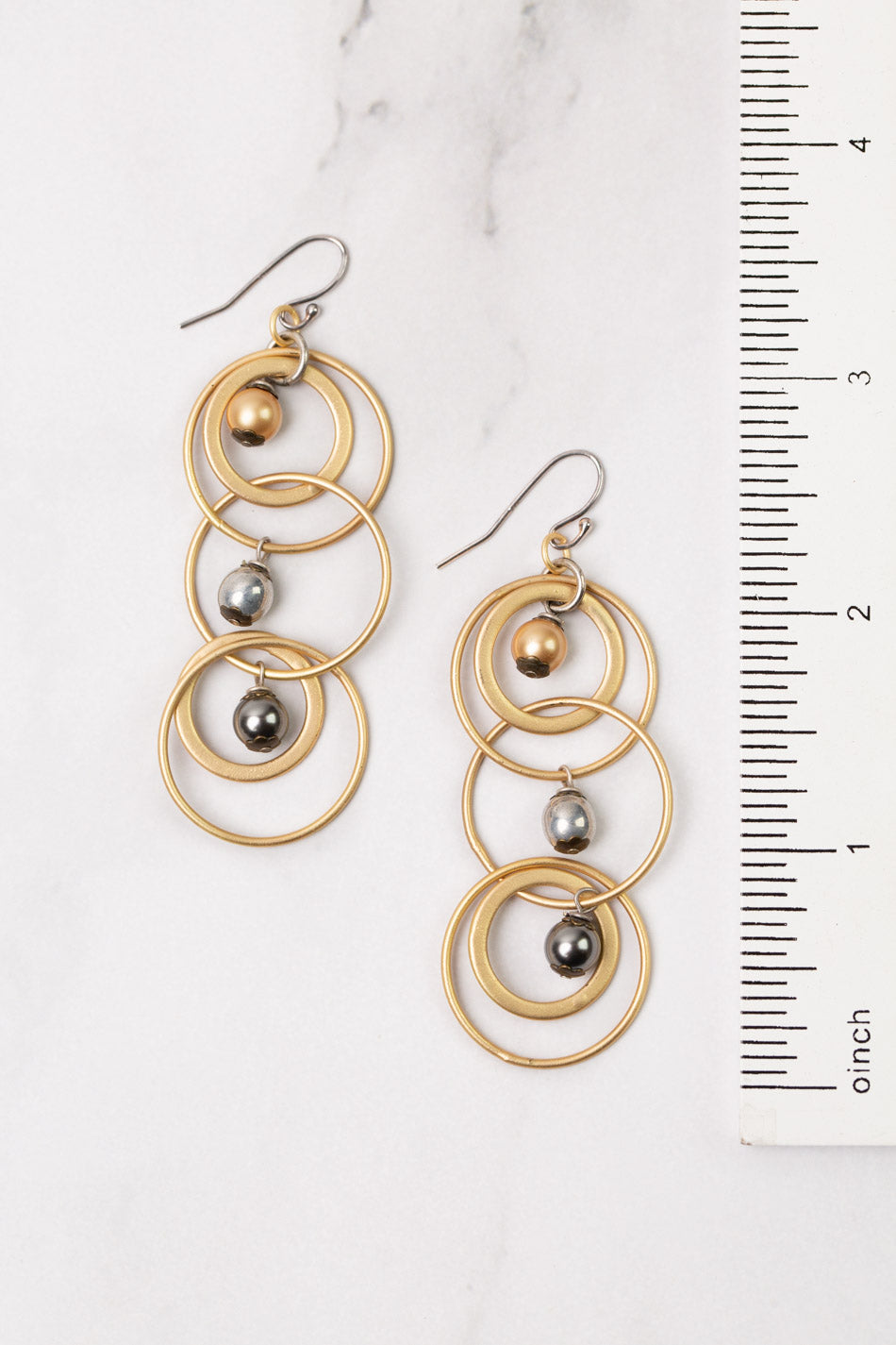 Silver & Gold Pearl Statement Earrings