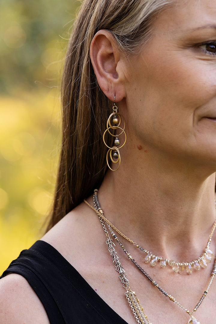 Silver & Gold Pearl Statement Earrings