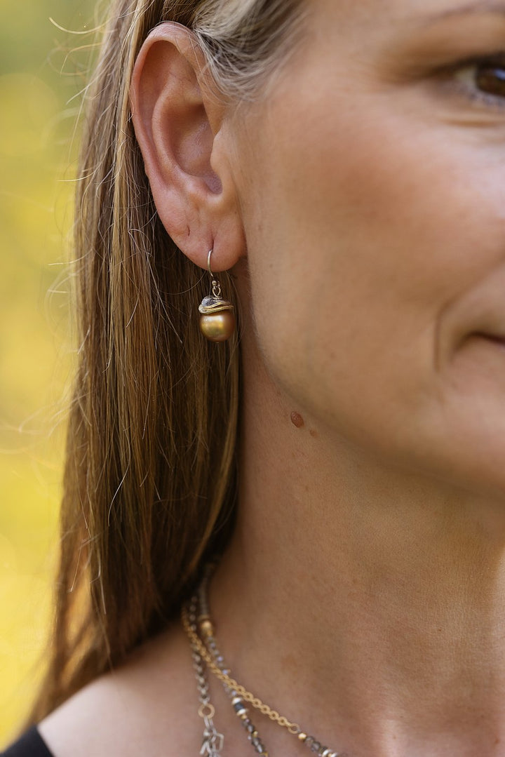 Silver & Gold Pearl Simple Earrings