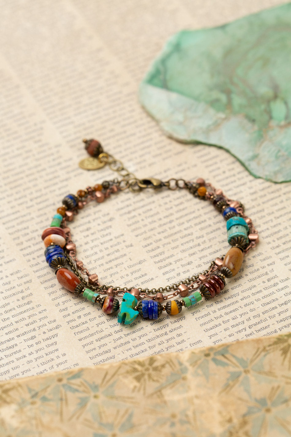 Soulful 7.5-8.5" Turquoise, Spiny Oyster, Lapis Lazuli Multistrand Bracelet