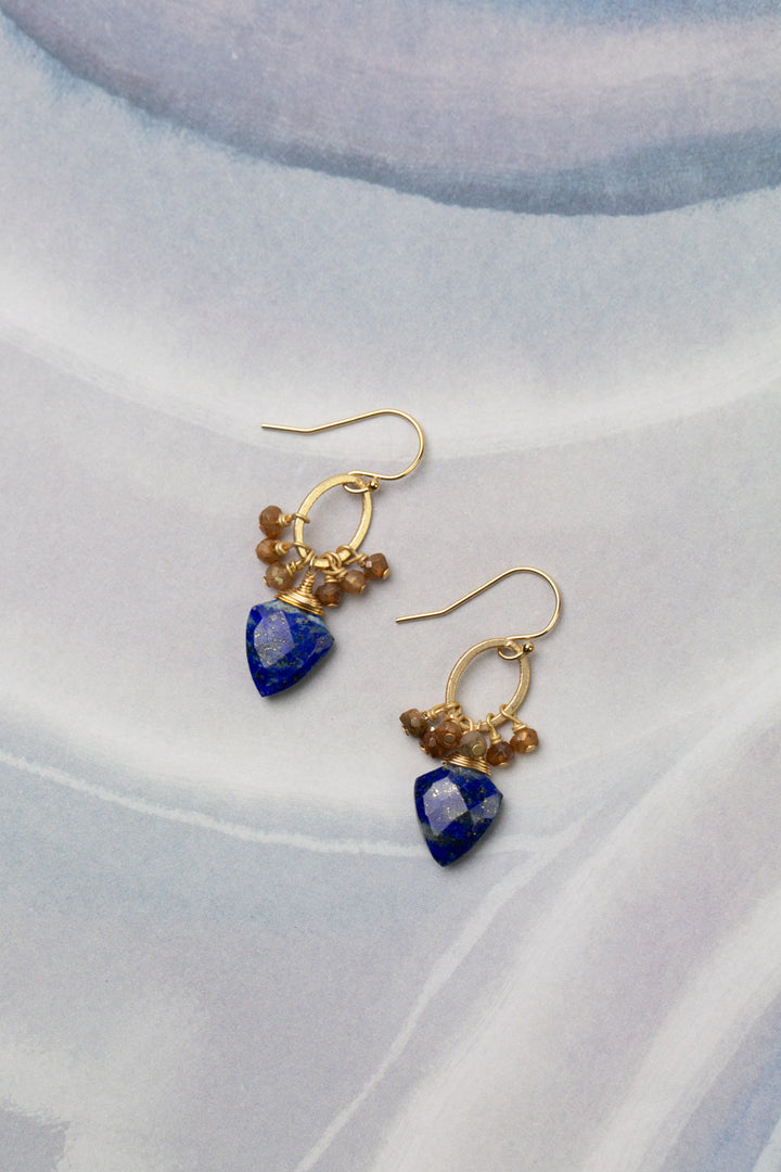 Starry Night Czech Glass, Lapis Cluster Earrings