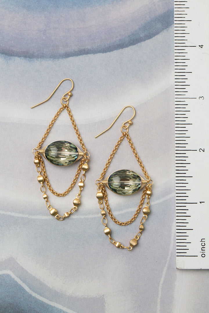 Starry Night Faceted Crystal Herringbone Earrings