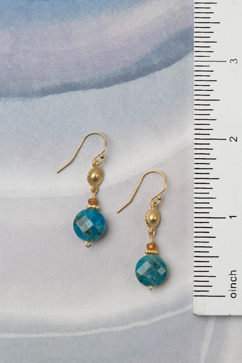 Starry Night Czech Glass With Blue Apatite, Sun Star Medallion Simple Earrings