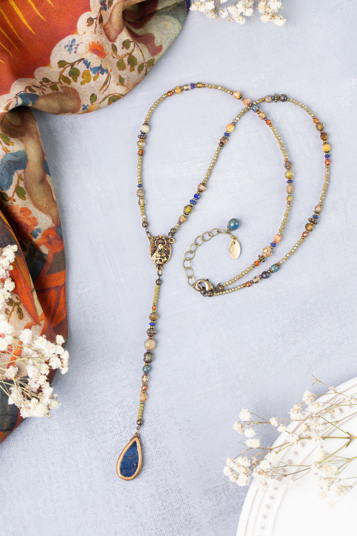 Sacred Heart 21-23" Lapis, Czech Glass Statement Necklace