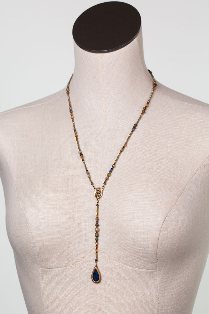 Sacred Heart 21-23" Lapis, Czech Glass Statement Necklace