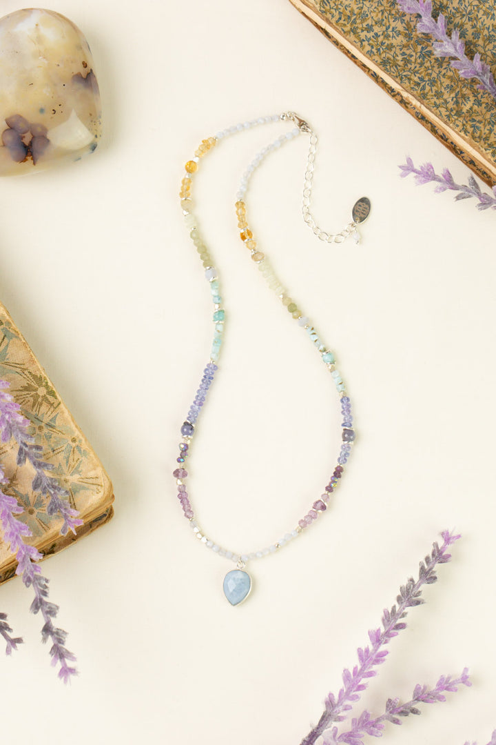 Sanctuary 15.5-17.5" Blue Opal Bezel, Amethyst, Citrine Simple Necklace