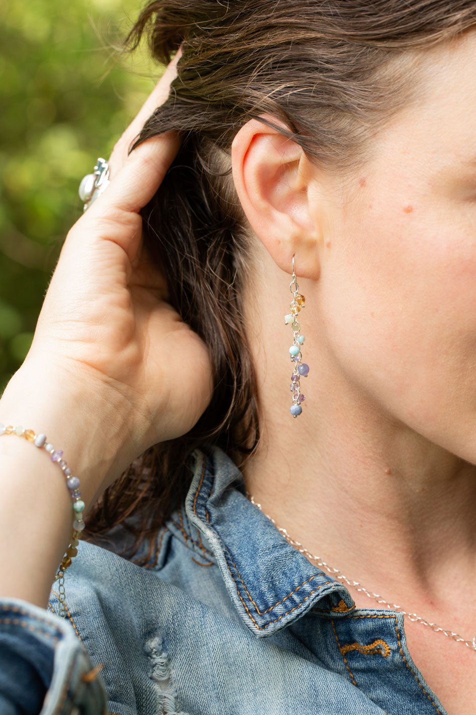 Sanctuary Tanzanite, Amethyst, Citrine With Larimar Statement Earrings
