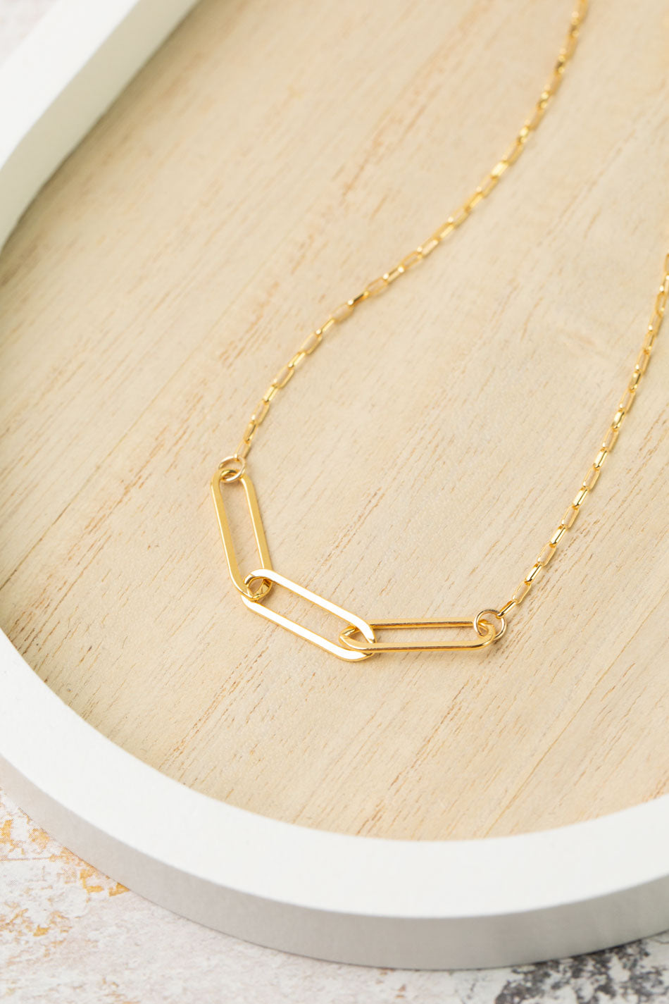 Simplicity 16-18" Gold Three Link Simple Necklace
