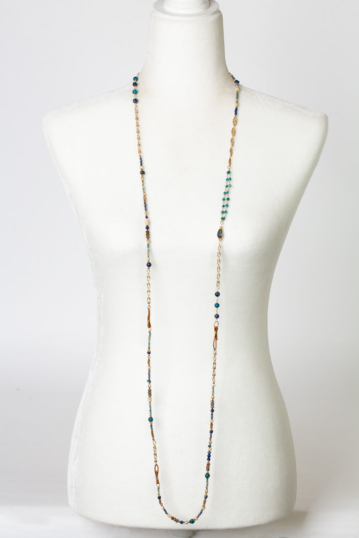 Starry Night 57.5-59.5" Apatite, Crystal Collage Necklace