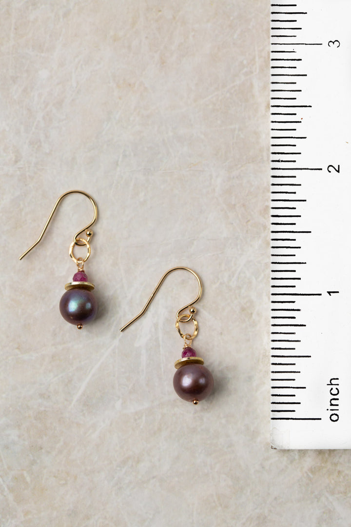 True Colors Faceted Ruby With Freshwater Pearl Simple Earrings