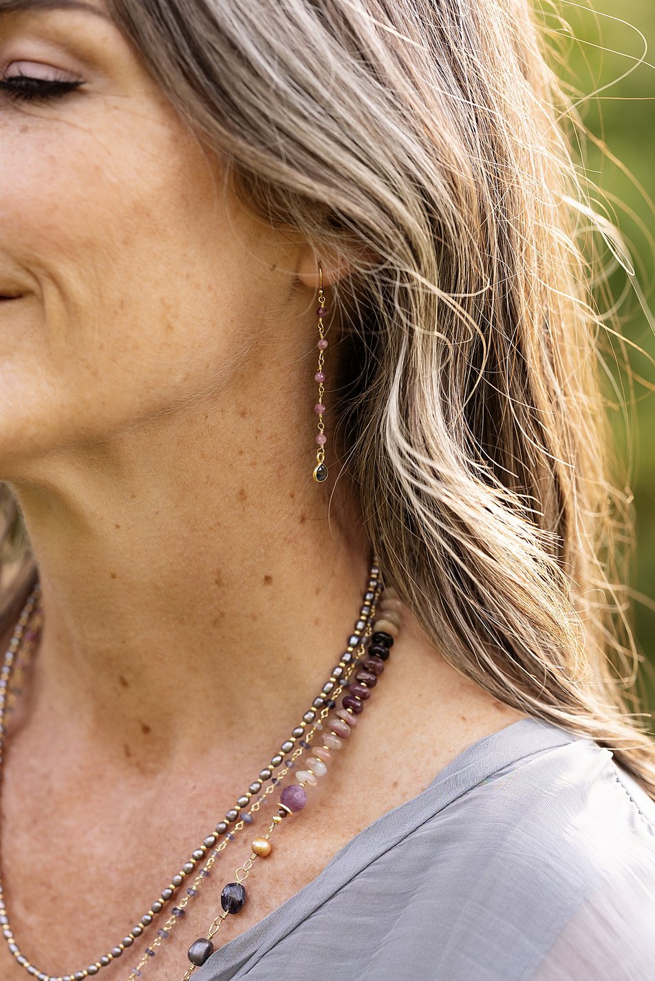 True Colors Pink Tourmaline, Blue Topaz Dangle Earrings