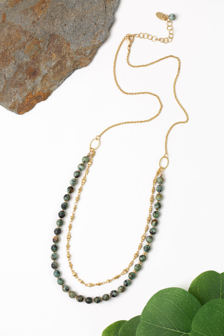 Tranquil Gardens 26-28" Simple African Turquoise Layer Necklace