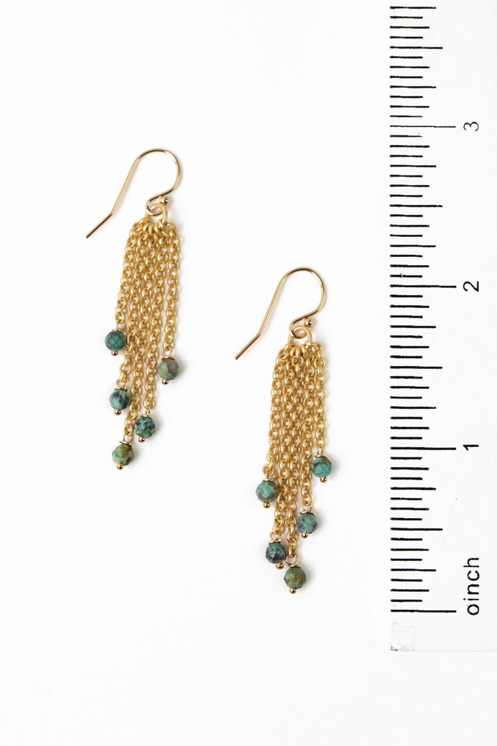 Tranquil Gardens African Turquoise Tassel Earrings