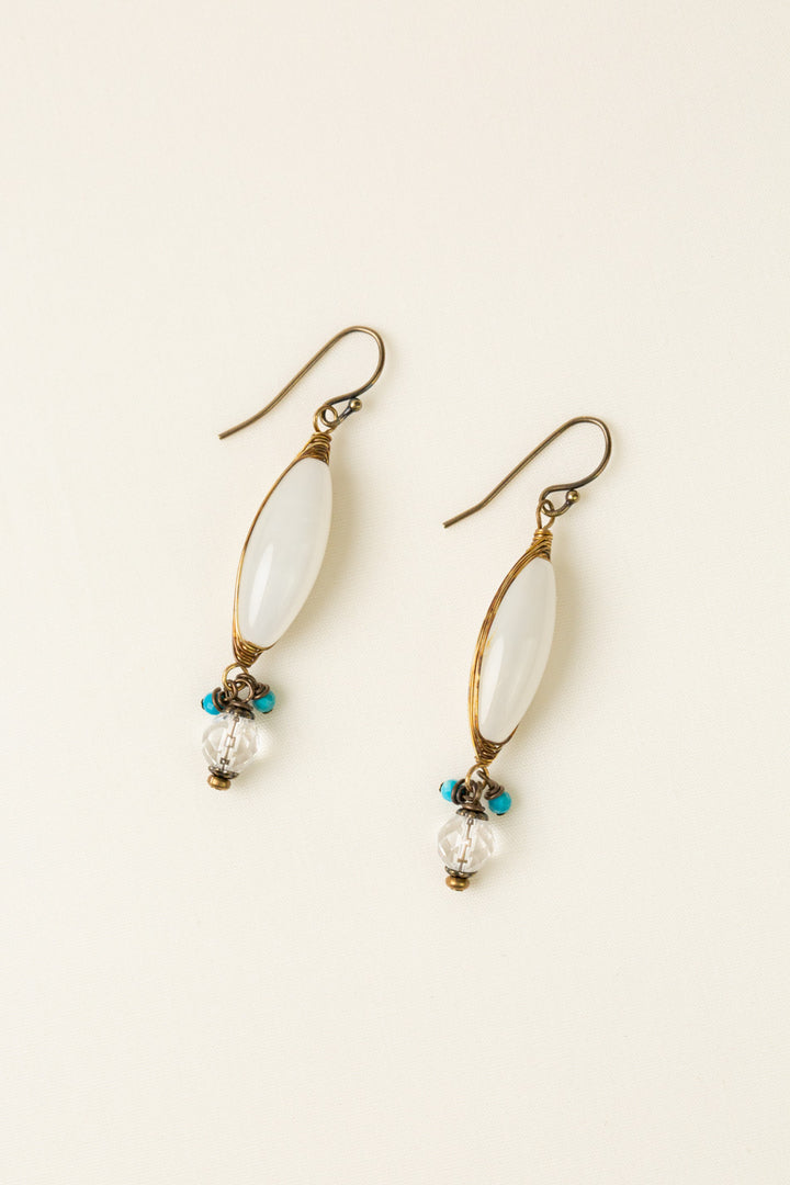 Transcend White Moonstone Herringbone Earrings