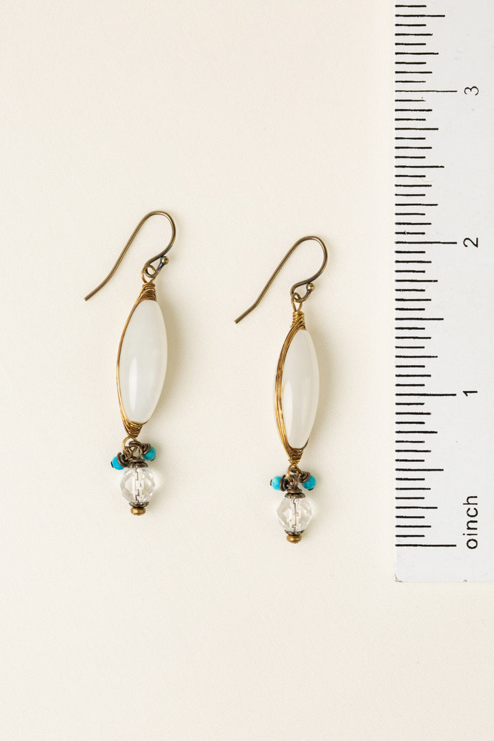 Transcend White Moonstone Herringbone Earrings