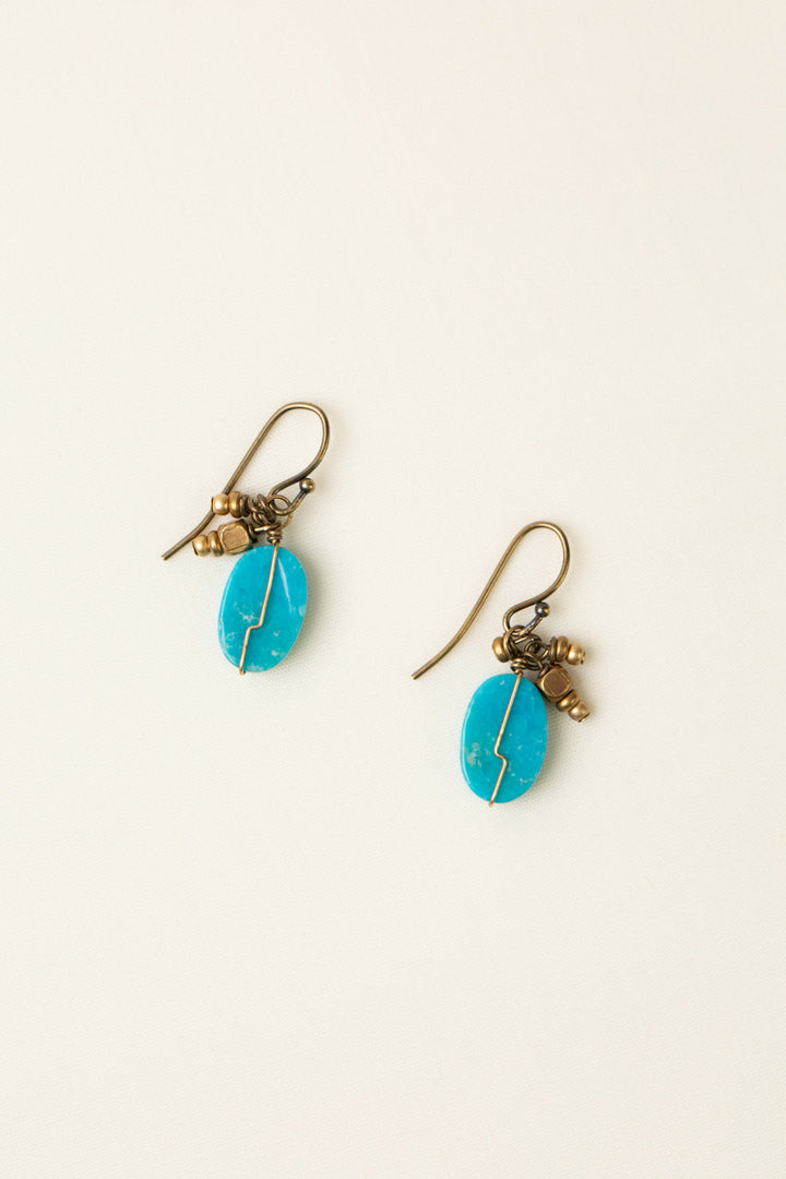 Transcend Turquoise Oval Simple Earrings