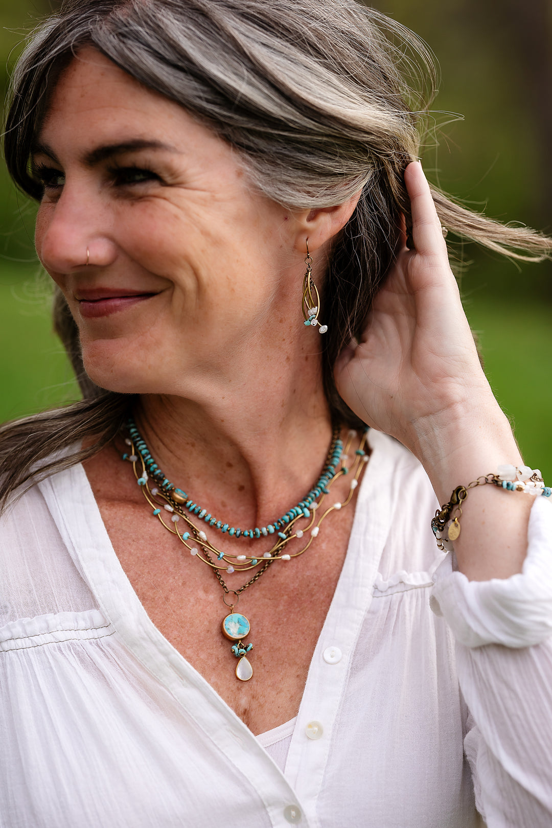 Transcend 18.5-20.5" Turquoise, Freshwater Pearl Multistrand Necklace
