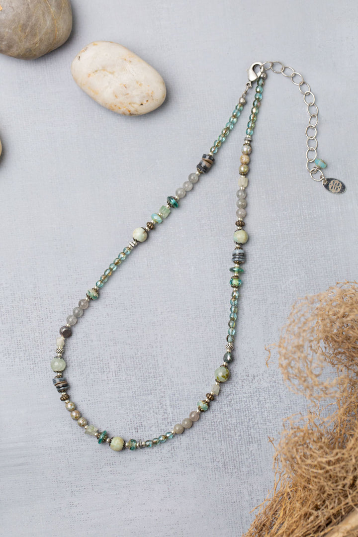 Venetian Dreams 15-17" Peruvian Opal, Fluorite, Czech Glass, Roman Glass, Freshwater Pearl Collage Necklace