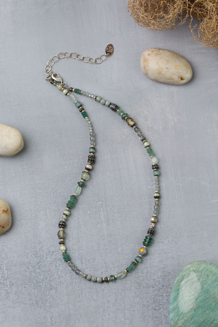 Venetian Dreams 15-17" Peruvian Opal, Fluorite, Czech Glass, Roman Glass, Freshwater Pearl Collage Necklace
