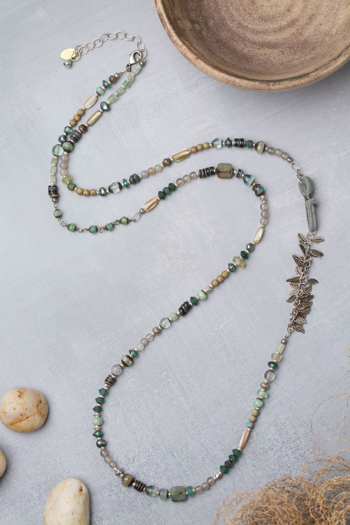 Venetian Dreams 37-39" Freshwater Pearl, Roman Glass, Fluorite, Czech Glass, Abalone Shell Collage Necklace