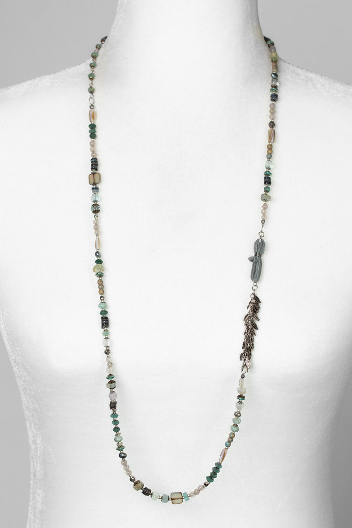 Venetian Dreams 37-39" Freshwater Pearl, Roman Glass, Fluorite, Czech Glass, Abalone Shell Collage Necklace