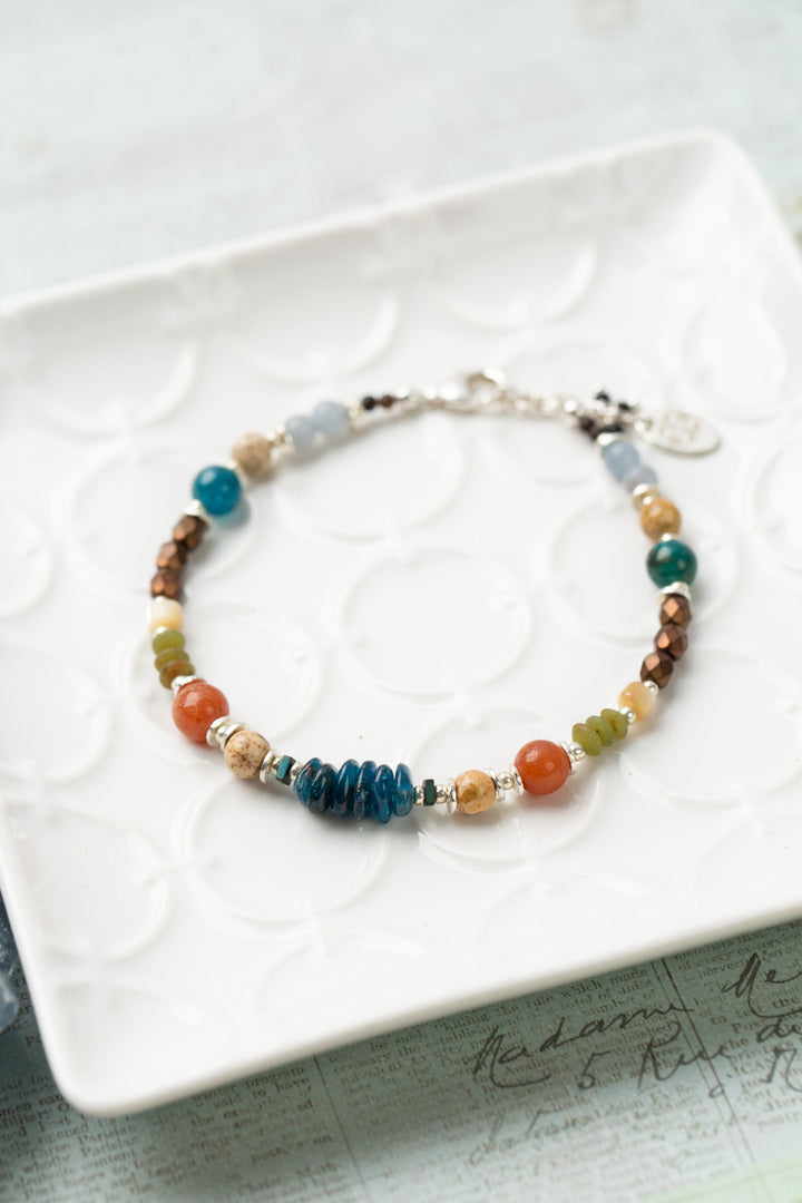 Vitality 7.5-8.5" Apatite, Agate, Czech Glass Simple Bracelet