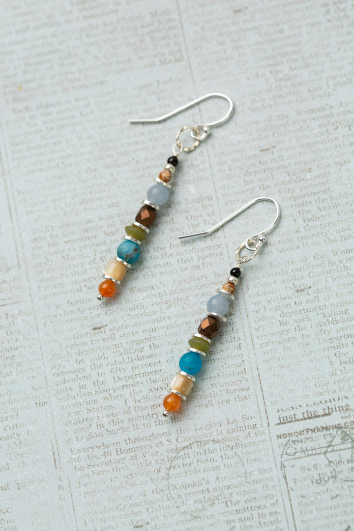 Vitality Agate, Czech Glass, Mother Of Pearl Simple Earrings