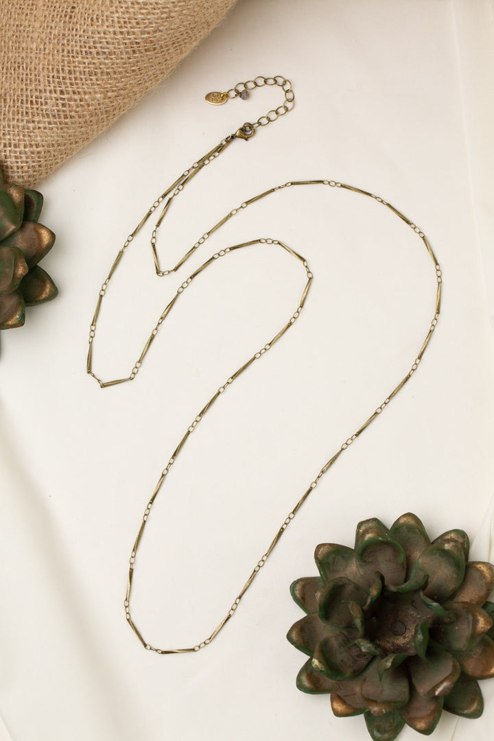 Wildflower 30.5-32.5" Antique Brass Long Chain Simple Necklace