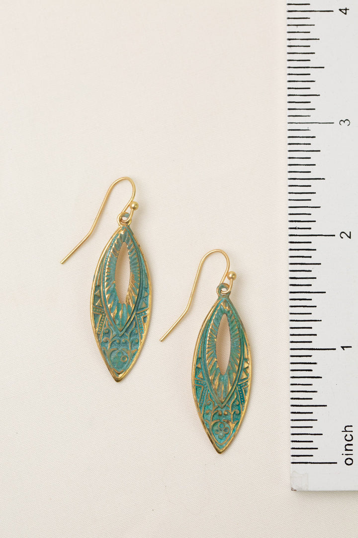 Wildflower Patina Ornate Marquise Statement Earrings