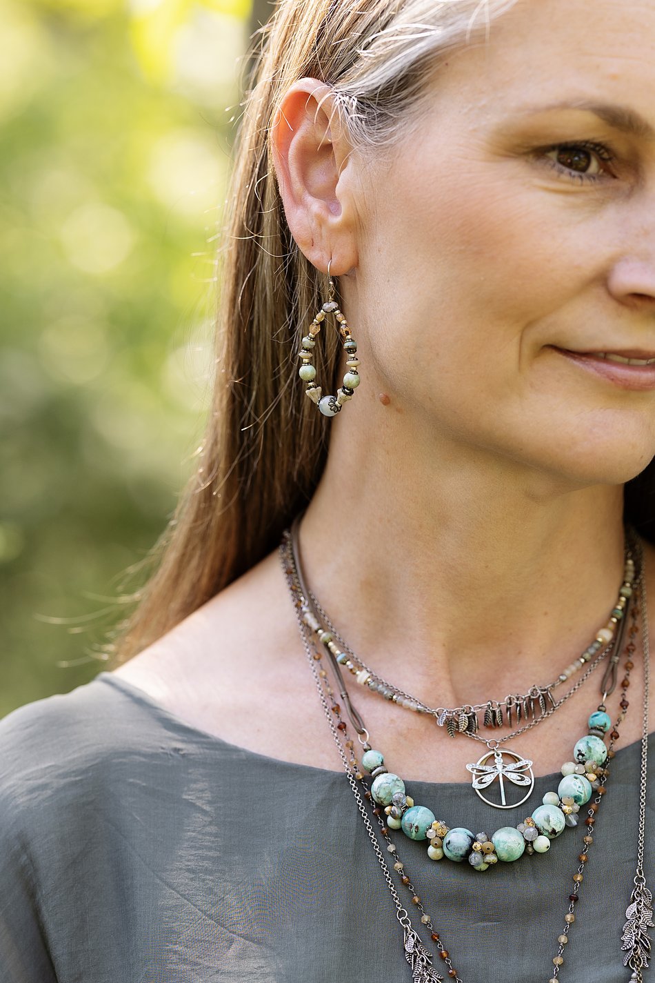 Wisdom Within Calcite, Faceted Czech Glass, Blue Calcite Hoop Earrings