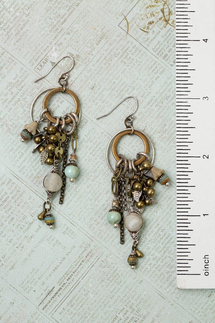 Wisdom Within Crackle Agate, Caribbean Calcite, Czech Glass Statement Earrings