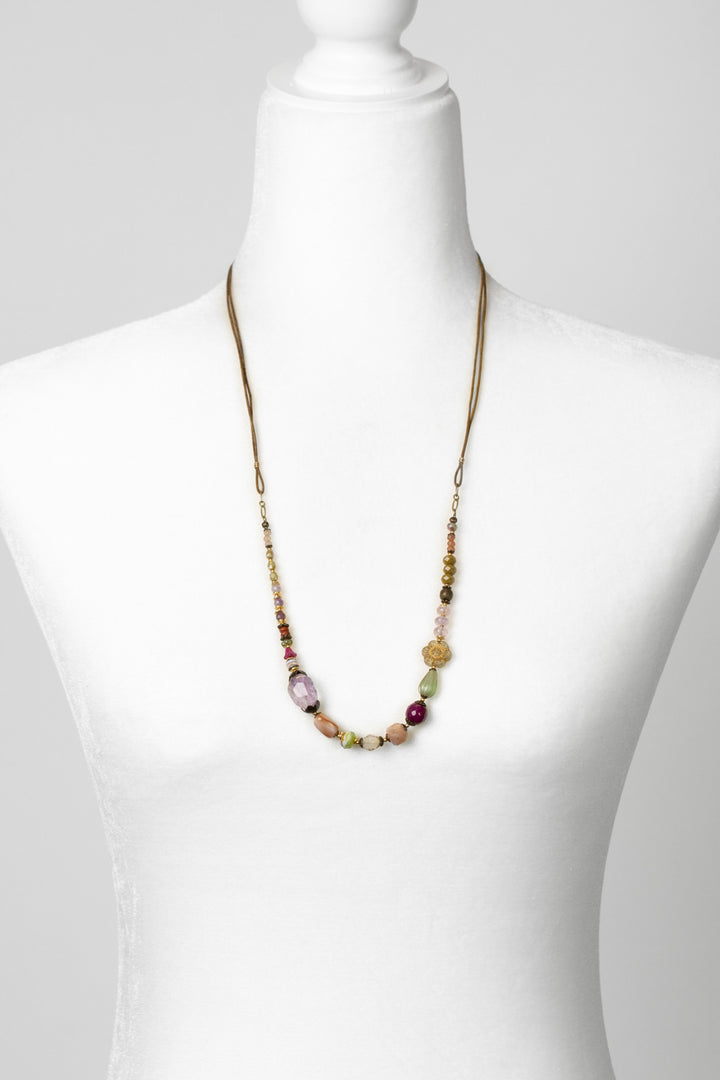 Wildflower 27.5-29.5" Czech Glass, Amethyst, Crystal Collage Necklace