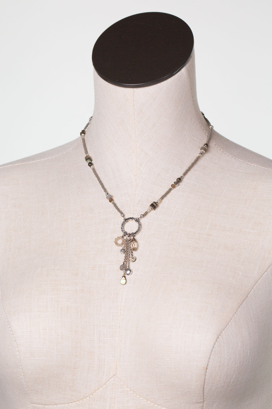Windsor Castle 16-18" Pyrite, Crystal, Abalone Cluster Necklace