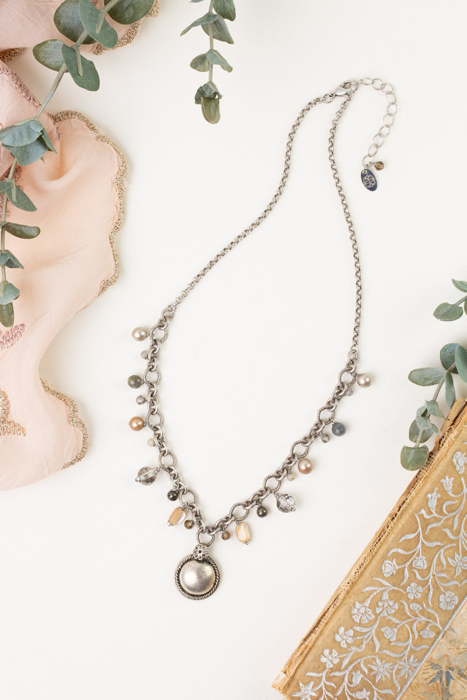 Windsor Castle 17.5-19.5" Abalone, Freshwater Pearl, Crystal Statement Necklace