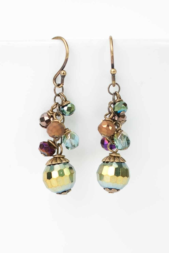 ***Crisp Autumn Crystal Cluster Dangle Earrings